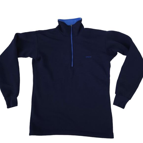 RARE Vintage Patagonia Capilene Quarter Zip Pullover Small Women Navy Blue - Picture 1 of 5